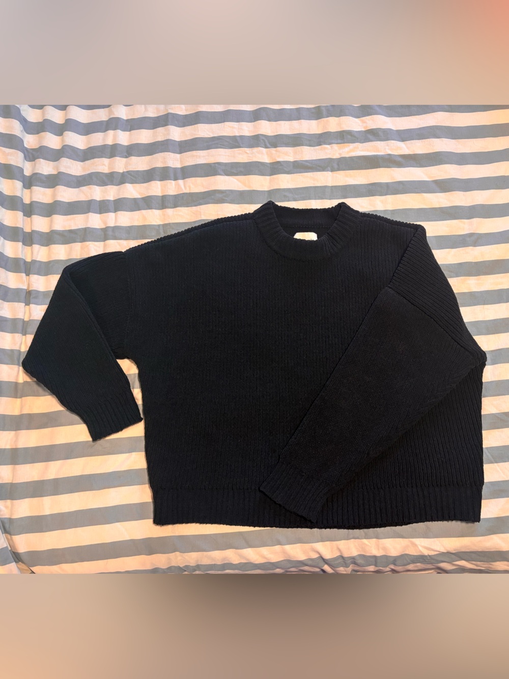 Women’s Abercrombie Crewneck Knit Sweater - Black Chenille XL